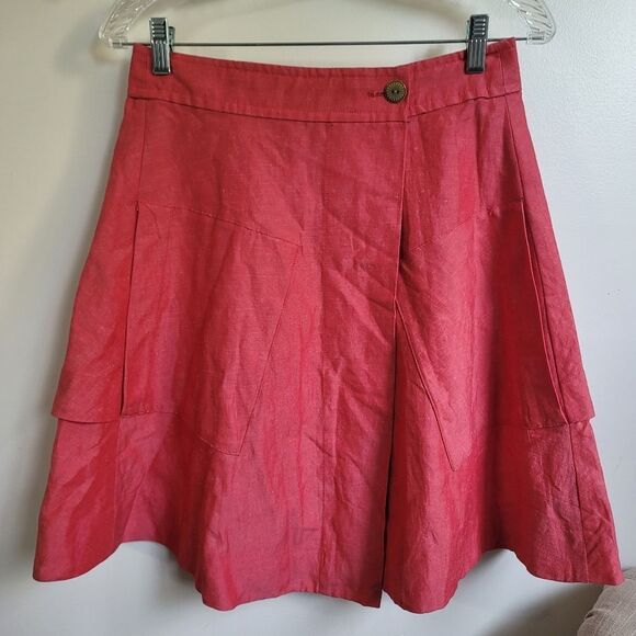 Anthropologie Postmark Silk/Linen Wrap Skirt Size 6P - Picture 1 of 7